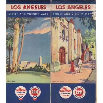 Los Angeles - Lot of 2 - Vintage Chevron Road Maps - Oil Company