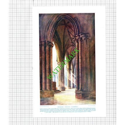 Lincoln Cathedral Interior F P Dickinson - 1920s Print