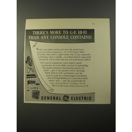 1954 General Electric Hi-Fi Components Advertisement