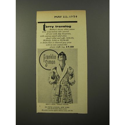 1954 Franklin Simon Rabhor Robe Ad - Terry Travelog
