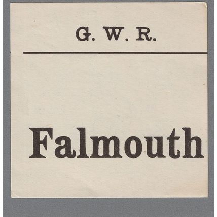 GREAT WESTERN RAILWAY LUGGAGE LABEL - FALMOUTH (Lwr case)