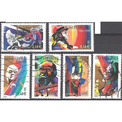 France 2002 Michel 3637Y - 3642Y O Cote (2008) 6.00 € Grand artistes de jazz