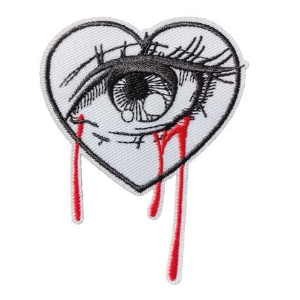 Bleeding Eye Heart Iron on Patch Embroidered Small 6.2 cm x 8 cm Sew Badge P630