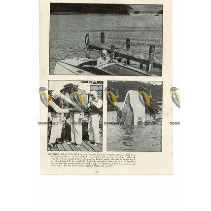 Death of 'Speed King' Sir Henry Seagrave 1930, Book Illustration (Print) 1935