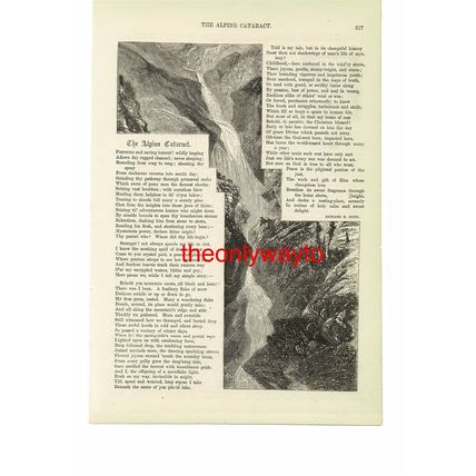 Alpine Cataract, Inspirational Poetry, Book Illustration (Print), 1872