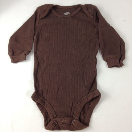 Carter's Boys Infant 3 Lot Long Sleeve Rompers Size 3 Months Green/Brown/Cream