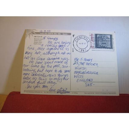 DONKEYS, MIJAS, COSTA DEL SOL. used postcard.1997 postmark =