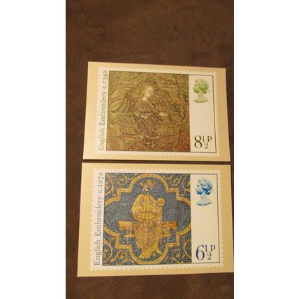 1976 GB PHQ Postcard covers - Christmas / Medieval Embroidery set - PHQ19