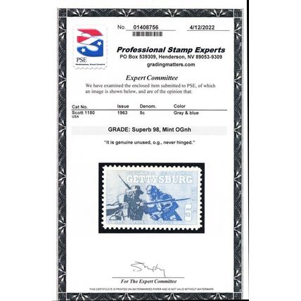 1080, Mint NH 5¢ - Superb GEM With Graded 98 PSE Certificate - Stuart Katz