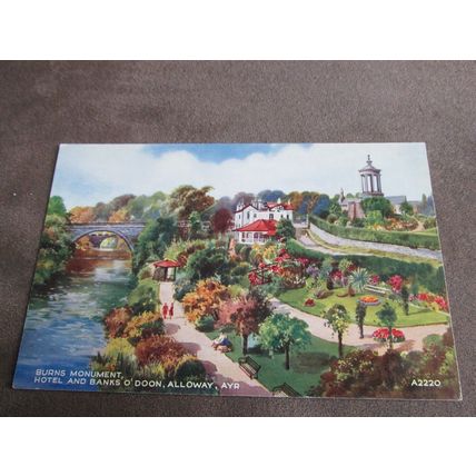 Valentines Postcard - Burns Monument Alloway, Ayr - Artist E.W Trick / A2220