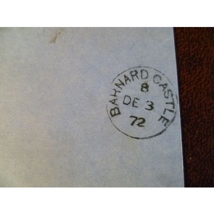 1872 GB QV 1d Red stamp II Plate 144 cover Rev Warters Wesleyan Barnard Castle