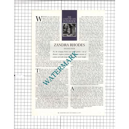 Zandra Rhodes Designer - 1997 Article