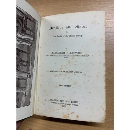 RARE* 1908 ELIZABETH J LYSAGHT "BROTHER AND SISTER" FICTION ANTIQUE BOOK (P4)