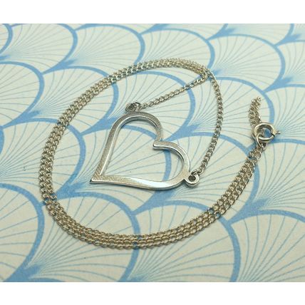 Vintage 925 Sterling Silver Heart Pendant Choker/Collar Necklace