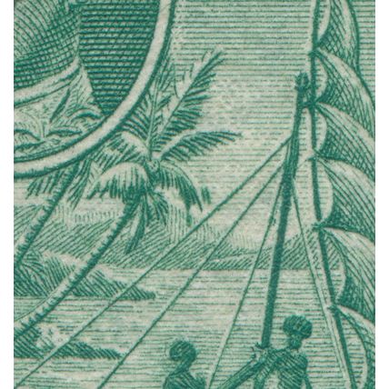 Fiji 1948 ½d green Perf 12 Variety Extra palm frond SG249ba used