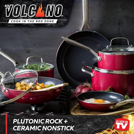Textured Ceramic Nonstick, 12 Piece Cookware Pots and Pans Set with Stainless St