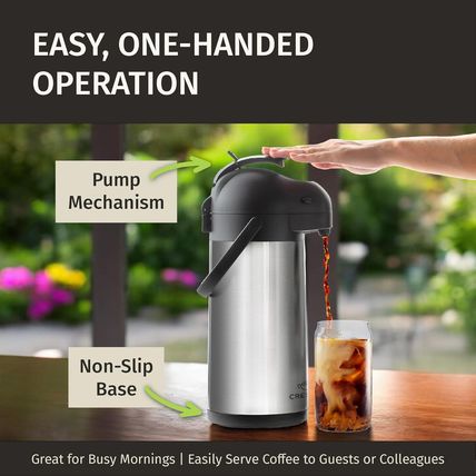 Coffee Carafe with Pump - 102Oz / 3L Airpot 12 Hours Large Carafe Hot Cocoa Disp