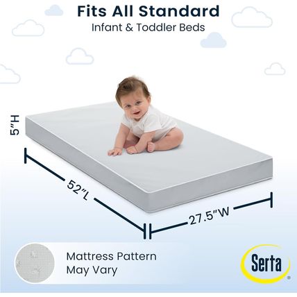 Serta Perfect Slumber Dual Sided Crib and Toddler Mattress - Waterproof - Hypoal