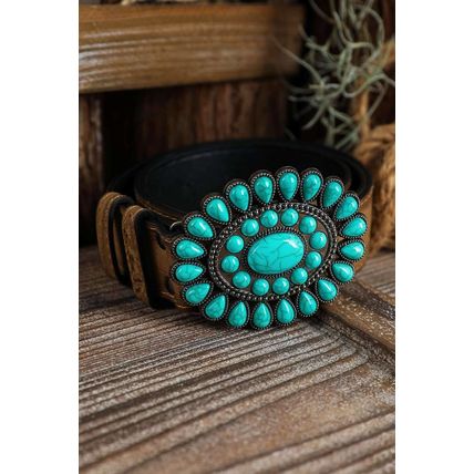 Light Blue Western Turquoise Decor Retro Wide Belt