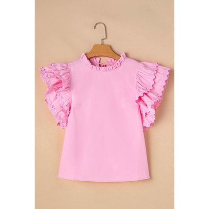 Bonbon Ricrac Ruffled Sleeve Frilled Collar Blouse