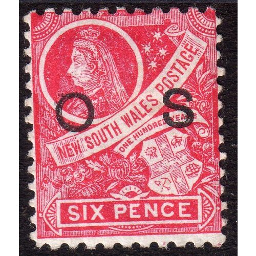 New South Wales Sg O42 6d Carmine p11 x 12 fine m/mint (201)