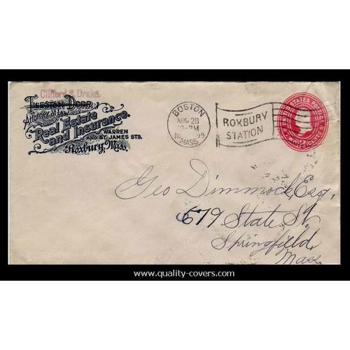 USA 1899 Illustrated Roxbury Mass Insurance Real Estate