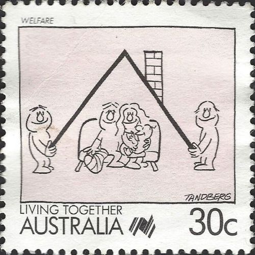 AUSTRALIA, Living Together, Welfare, pink 1988, 30c, #2