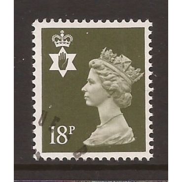 NI46 Northern Ireland, 18p olive-grey used stamp #2