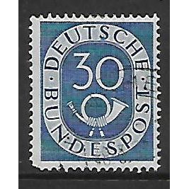 GERMANY REPUBLIC 1951 NUMERAL AND POSTHORN 30pf BLUE SG 1054 FINE USED