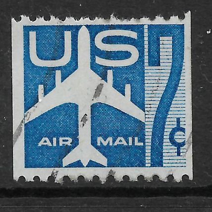 USA 1958 AIR 7c BLUE SILHOUETTE OF JET AIR LINER SG A1111 FINE USED#3