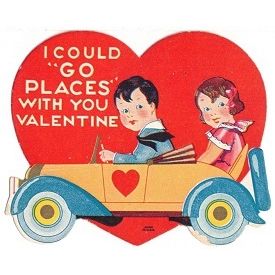 VINTAGE ' VALENTINE ' GO PLACES card 1930s