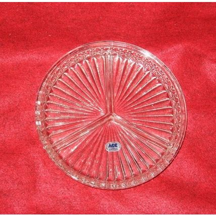 Lead Crystal Glass Relish Tray Candy Dish American Crystal Cut 8 Inch