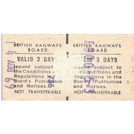 RYDE PIER HEAD Isle of Wight - PORTSMOUTH HBR 1969 Railway/Ferry Ticket BRB 0623