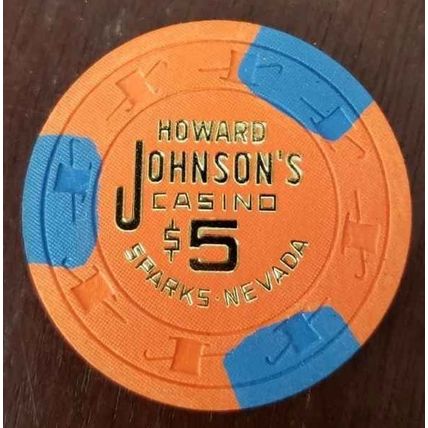 (1) $5. HOWARD JOHNSON'S CASINO CHIP - 1975 - Sparks, NEVADA