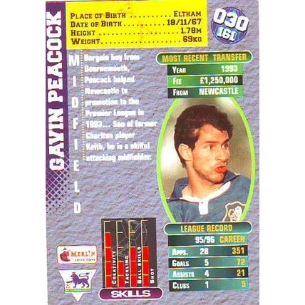 Merlin Premier Gold English Premier League 1996/97 Gavin Peacock