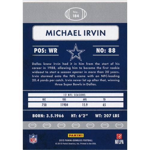 2015 Donruss Football 184 Michael Irvin Dallas Cowboys