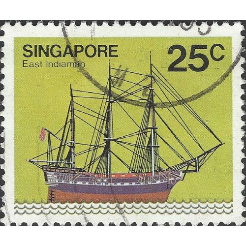 SINGAPORE, SHIP, East Indiaman, yellow 1980, 25c, #2