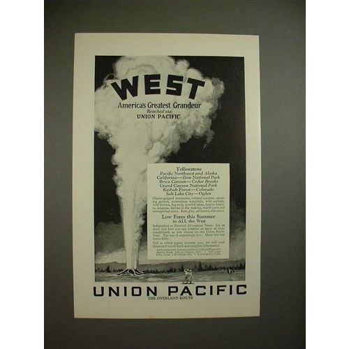 1927 Union Pacific Railroad Ad - Greatest Grandeur