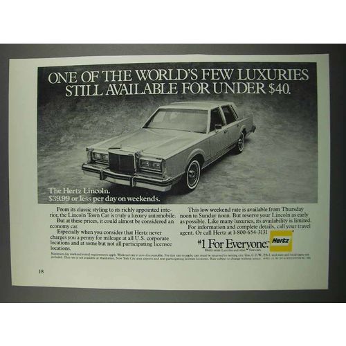 1983 Hertz Rent a Car Ad - Lincoln Town Car