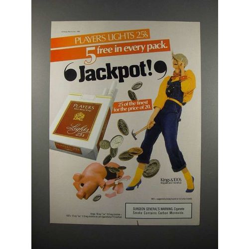 1986 Players Lights Cigarette Ad - Jackpot!