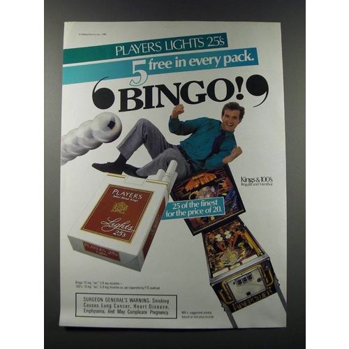 1986 Players Cigarettes Ad - Players Lights 25's 5 Free in every pack Bingo!