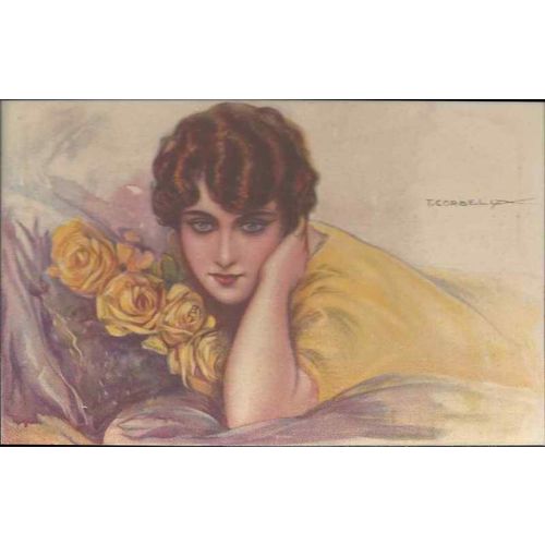 Glamour Lady ART Nouveau T Corbella Signed Artist 1920 MINT condition Italy (5)