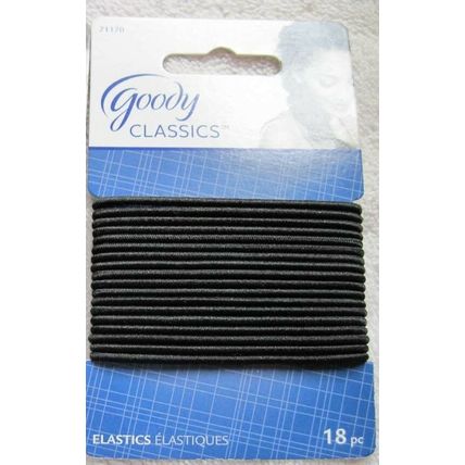 18 Thin Black Goody Classics Nona Ponytailer Hair Bands With Metal Elastics Aged