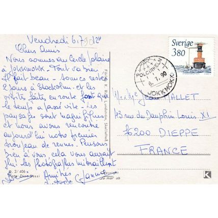 Sameland Lapland Arctic Circle Sweden Postcard posted 1990 VGC