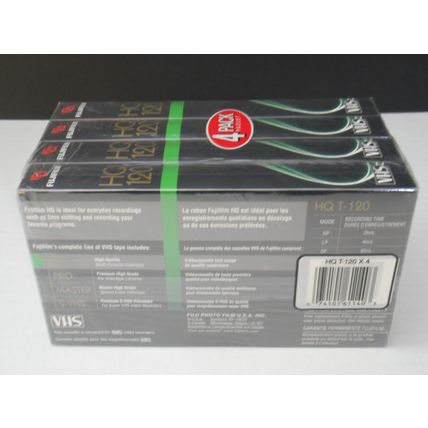 FujiFilm HQ120 6 Hour 4-PACK High Quality Videotape Sealed New