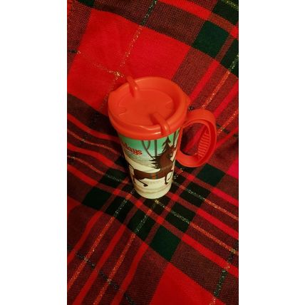 DISNEYLAND CHRISTMAS TRAVEL MUG CUP W/ LID MICKEY ON SLEIGH W/ HORSE~NEW~2019