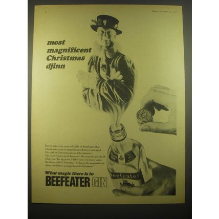 1966 Beefeater Gin Ad - Most magnificent Christmas djinn