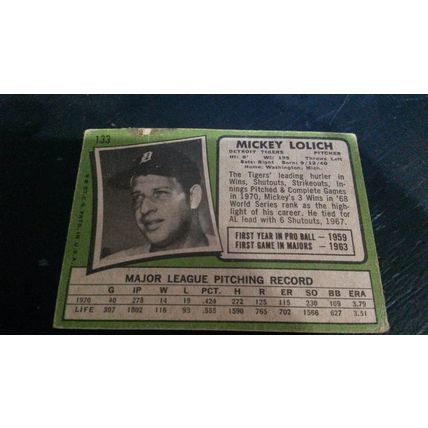 1971 Topps Card # 133 Mickey Lolich Poor (1) Detroit Tigers