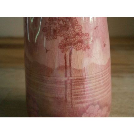 Victorian H.J. Wood Pink Lustre Ware ( Lustreware ) Tree Scene Posy Vase