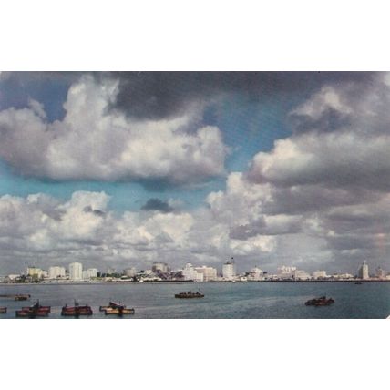 1954 - Long Beach, CA - Postcard & Stamp - Lakeside, CA postmark